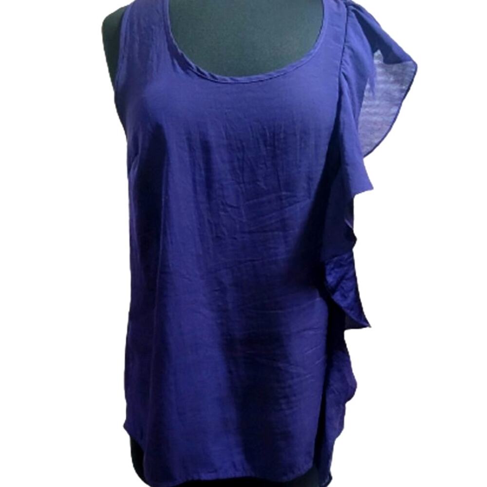 Navy Blue Ruffle Blouse Size Medium